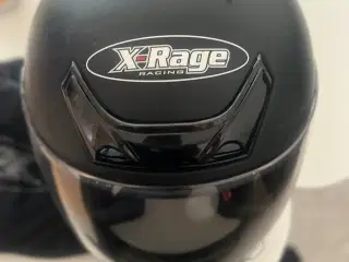 X-Rage Racing motorcykelhjelm sort - str m