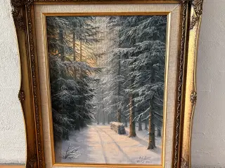 Skov - vinter - malerie