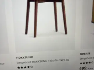 Sengebord i mørk eg
