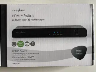 Nedis HDMI Switch, 3xHDMI input og HDMI output