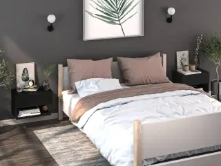 Væghængte sengeborde 2 stk. sort