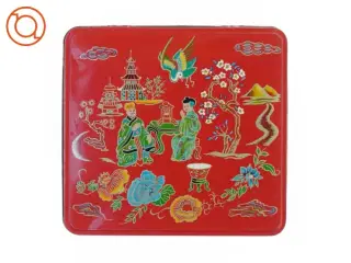 blikdåse med asiatisk motiv (str. 22 x 23 cm)