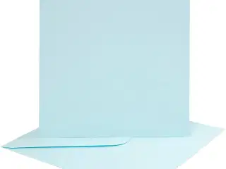 Kort og kuverter, kort str. 15,2x15,2 cm, kuvert str. 16x16 cm, 220 g, lys blå, 4sæt/ 1 pk.