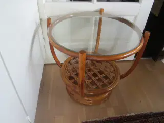 Rigtig lækkert Bambusbord med glasplade 50 cm i di