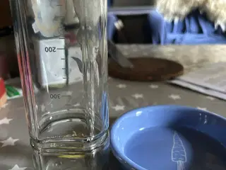 Vandflaske i glas marsvin/kanin + skål