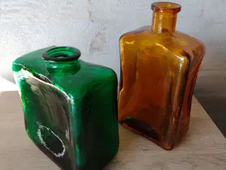 2 skæve flaske grøn og ravbrun