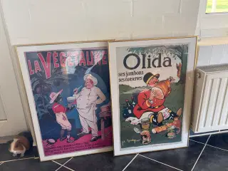 Olida og La Végétaline plakater prof indrammet 