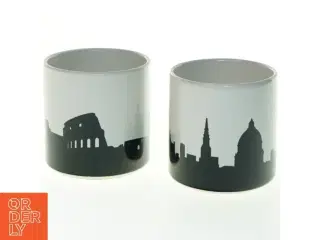 Keramik opbevaringskrukker med København motiv (str. 9x9 cm)