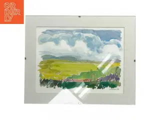 Akvarel landskabsmaleri i ramme (str. 30x24 cm)