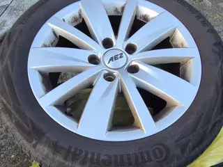 16" AEZ alufælge med Continental sommerdæk sælges