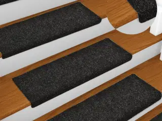 Trappemåtter selvklæbende 15 stk. 65x21x4 cm sorte rektangulære kant