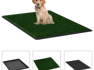 Kæledyrstoilet med bakke og kunstgræs 64x51x3 cm grøn