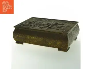 Dekorativ bronze boks med låg (str. 21 x 16 cm)