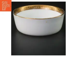 Dekorativ porcelænsskål med guldkant (str. 9x3 cm)