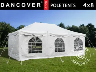 Pole tent 4x8m PVC, Hvid