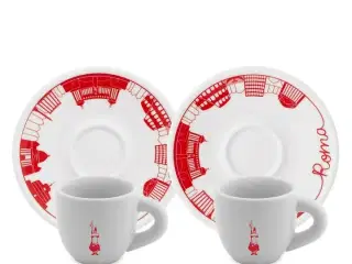 2 stk. BIALETTI LOVERS Kaffe porcelænskopper + underkopper