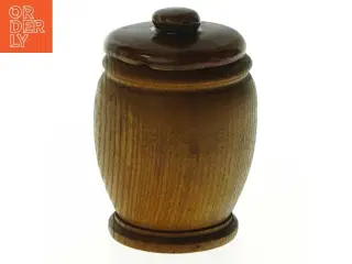 Teak Træ krukke med keramik låg (str. H. 8 cm)