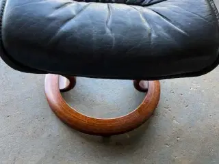 Stressless Skammel, sort læder.