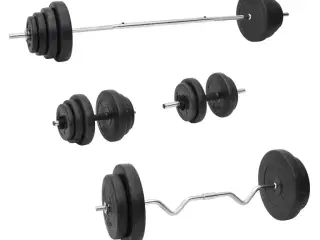 Vægtstang og håndvægt med skiver 120 kg