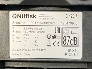Nilfisk højtryksrenser C 120.7. Samlet men ubrugt.