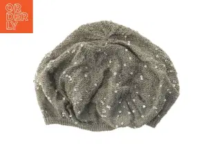 Grå beret med palietter (str. Ø. 18 cm)