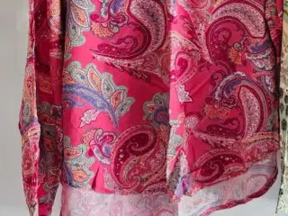 Bluse, langærmet, mønstret pink