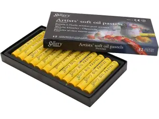 Gallery Oliepastel, L: 7 cm, diam. 11 mm, tykkelse 11 mm, gul, 12stk./ 1 pk.