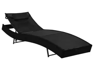 Liggestol med pude polyrattan sort