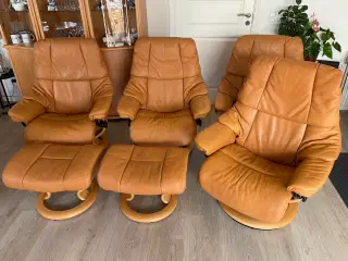 4 Stressless lænestole + 2 fodskamler fra Ekornes 