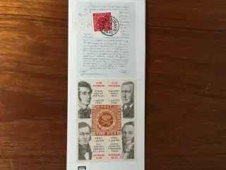Frimærker. Miniarkhæfte af første DK-frimærke