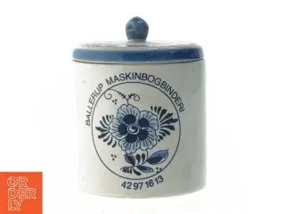 Lågkrukke med motiv (str. Ø. 10,5 cm længde. 11 cm)