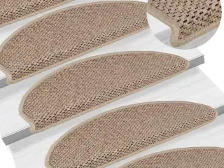 Selvklæbende trappemåtter 15stk. 65x21x4cm sisal-look sandfarve