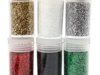 Glitter, ass. farver, 6x5g/ 1 pk.