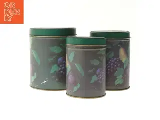 Runde opbevaringsdåser med frugtprint (str. 11,5 cm og 13 cm og 13,7 cm)