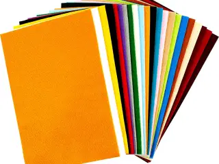 Hobbyfilt, str. 20x30 cm, tykkelse 1,5 mm, 180-200 g, ass. farver, 24ass. ark/ 1 pk.