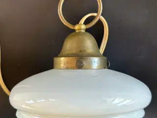 Gammel pendel lampe, Messing, porcelæn lampeskærm