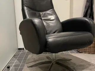 Lænestol Hjort Knudsen sort læder justerbar ryglæn