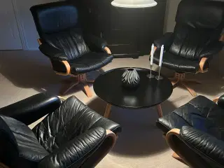 Læder lænestole, 4 stk.