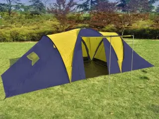Campingtelt til 9 personer stof blå og gul