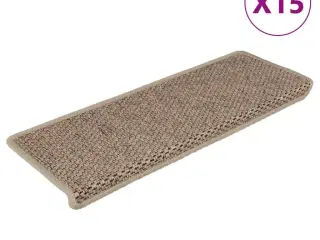 Selvklæbende trappemåtter 15stk. 65x21x4cm sisal-look sandfarve