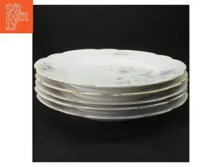 Porcelæn tallerkener med blomstermønster (str. Ø 25 cm)