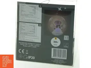 LED snekugle med snefnugmotiv og sneemand  (str. Ø 12 cm)
