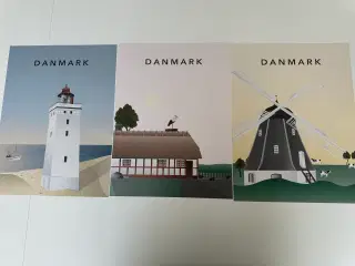 Plakater Danmark 30X40 cm.