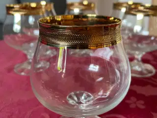 Cognac glas med guld kant 6 stk