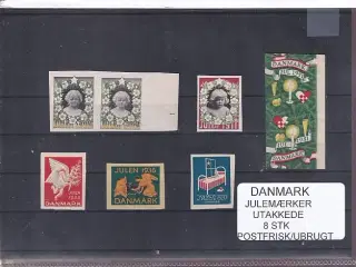 Danmark Julem�ærker - Utakkede - 8 Stk Postfrisk/Ubrugt