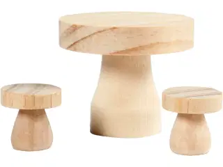 Elegant Møbelsæt med Rundt Bord og Skamler