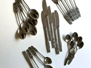 Retro bestik til 6 personer, rustfrit stål