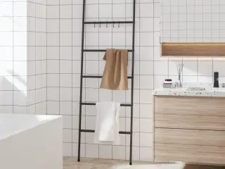 Håndklædestativ med stige og 5 niveauer sort 58x175 cm jern