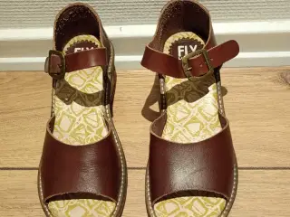 Damesandaler, FLY LONDON, skind, brun, str. 37.