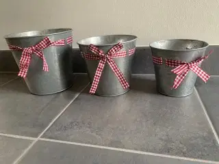 Zink urtepotteskjulere / spande - 3 stk. NYE